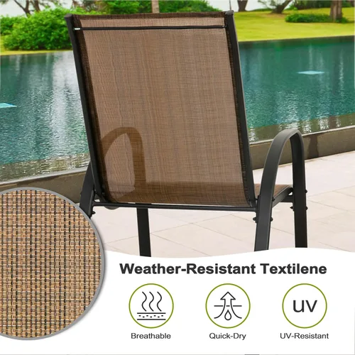 Miniatura 5 de NUU GARDEN Juego de 4 sillas de comedor para patio, sillas apilables para exteriores con respaldo alto, asientos de textileno para todo