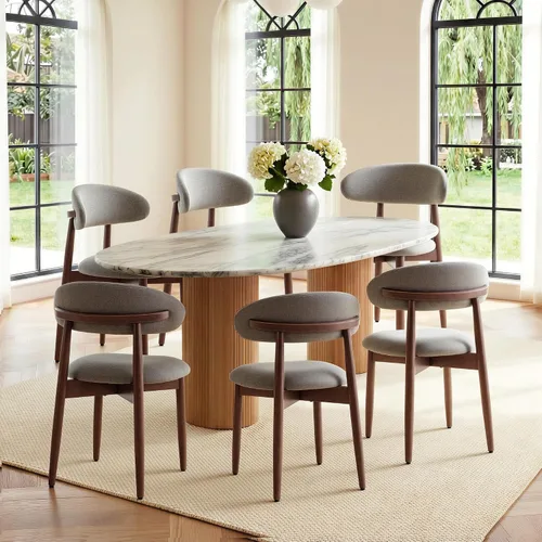 Miniatura 20 de COLAMY Mid-Century - Juego de 2 sillas de comedor de madera modernas, sillas de cocina tapizadas para interiores con asiento acolchado acogedor