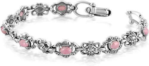 Miniatura 35 de American West Jewelry Pulsera de plata de ley con piedras preciosas de eslabones de concha, tallas pequeñas a grandes