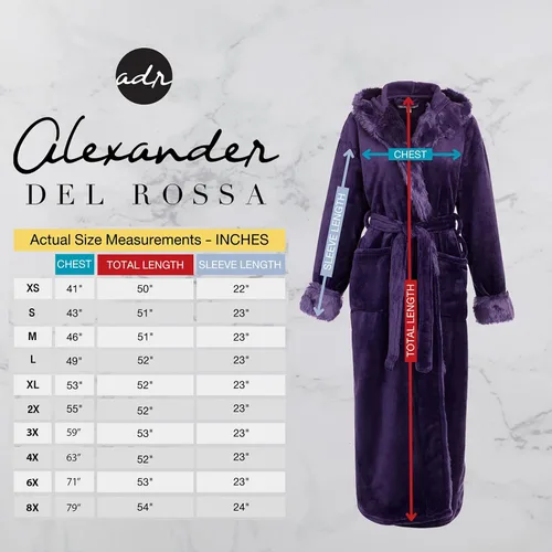 Miniatura 6 de Alexander Del Rossa - Bata de baño larga, de forro polar cálido con capucha, para mujer