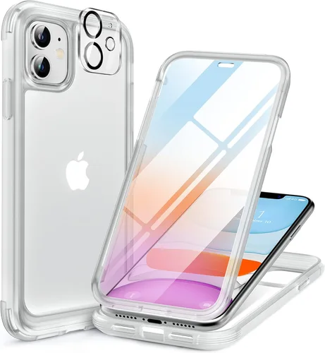 Miniatura 23 de Miracase Funda para iPhone 13 de 6.1 pulgadas, [sin burbujas] funda de teléfono de cuerpo completo con pantalla de vidrio completa integrada, sin