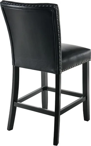 Miniatura 9 de LEEMTORIG Juego de 2 taburetes de bar, de piel sintética de 24 pulgadas de altura de mostrador, taburetes de bar tapizados sin brazos con respaldo