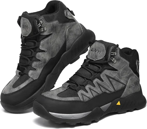 Miniatura 2 de AUVYI Botas de trabajo impermeables con punta de acero para hombre, de ancho, cómodas, duraderas, antideslizantes, de cuero, zapatos de trabajo