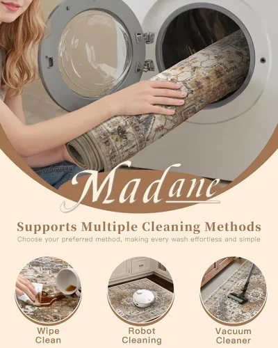Miniatura 47 de Madane Tapete lavable de 2 x 10 pies para pasillo, cocina, recibidor, clásico, suave, antideslizante para interiores, casa de campo, baño, sala