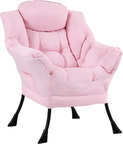 Miniatura 38 de Furlide Silla Perezosa Moderna con Reposapiés Plegable, Sillón de Descanso y Cómoda Silla de Lectura (Negro)