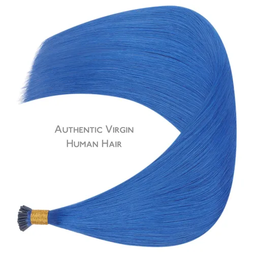 Miniatura 6 de WENNALIFE I Tip - Extensiones de cabello humano, 0.88 oz, 25 s, 14 pulgadas, extensiones de cabello humano Remy azul Itip invisibles, puntas Itips