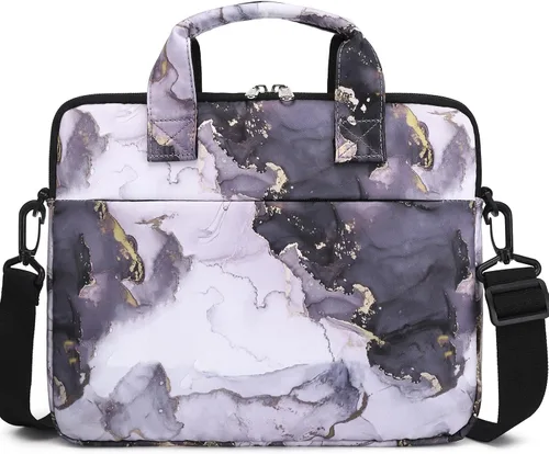 Miniatura 9 de JIANYA Bolsa de transporte para tableta para niños con correa para el hombro, 10-12.5 pulgadas, mármol cian