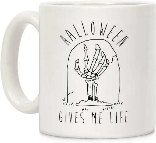 Miniatura 121 de LookHUMAN Taza de Café de Halloween – Halloween Is Meowgical Tazas, Taza de Café Espeluznante Idea de Regalos de Taza, 15 Onzas 10-Blanco