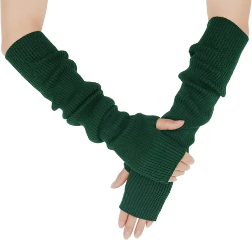 Miniatura 17 de Guantes cálidos de cachemira de brazo largo para mujer, guantes de invierno acogedores sin dedos, calentadores de brazos suaves, gran regalo