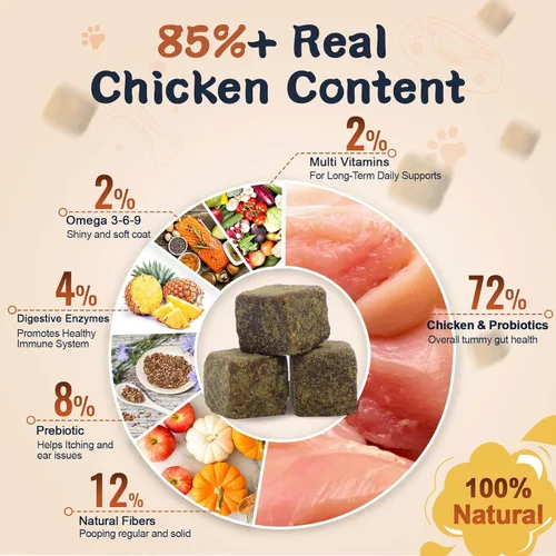 Miniatura 6 de Probióticos para perros, probióticos para perros para la salud digestiva, además de calabaza y aceite de pescado, para intestino y picazón, 120