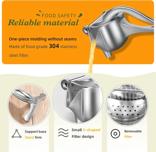 Miniatura 5 de Exprimidor, Extractor de Jugo de Fruta Fresca de Aleación de Aluminio, Exprimidor de Jugo Manual de Mano, exprimidor manual, Fácil de Limpiar