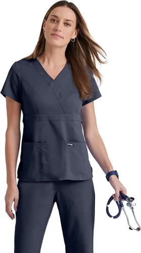Miniatura 9 de Grey's Anatomy Signature - Camiseta de uniforme para mujer (talla grande, 3 bolsillos)