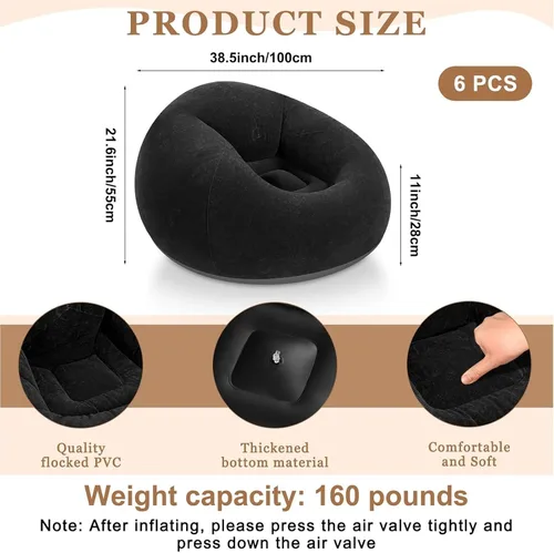 Miniatura 2 de Realspring 6, 9, 12 piezas de puf inflables para adultos con bomba de aire eléctrica, sofá plegable portátil inflable para acampar nocturno de cine