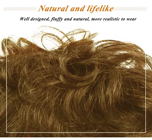 Miniatura 5 de Peluca de repuesto para cabello rizado, peluca de cabello humano corto con clip, pieza de cabello ondulado para mujeres con pérdida de cabello