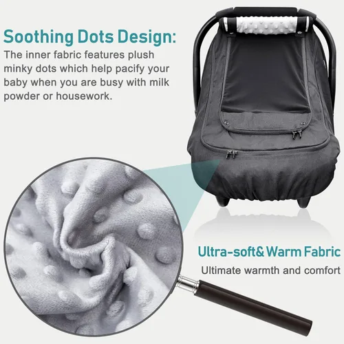 Miniatura 4 de YVMVDV - Funda impermeable para asiento de automóvil para bebé, funda de asiento de automóvil patentada para clima frío para bebés, toldo de asiento