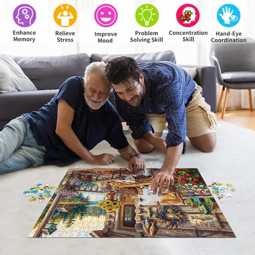 Miniatura 6 de HUADADA 500 Piece Puzzles for Adults - Cabin by the Lake - Jigsaw Puzzles for Adults 500 Piece Educational Games Premium Rustic Scenery Puzzle for