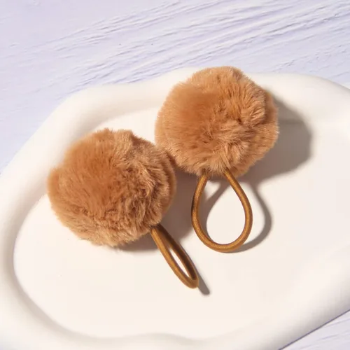 Miniatura 4 de SUSULU Bandas elásticas de pelo sintético de conejo con pompón para mujer, banda de goma con soporte de cola de caballo de 2.0 in, accesorios 6
