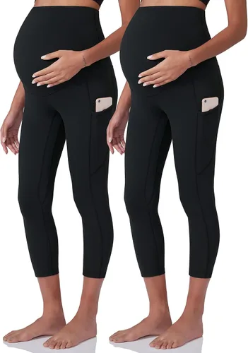 POSHDIVAH Leggings de entrenamiento de maternidad para mujer, sobre el vientre, pantalones de yoga con bolsillos, pantalones de trabajo suaves
