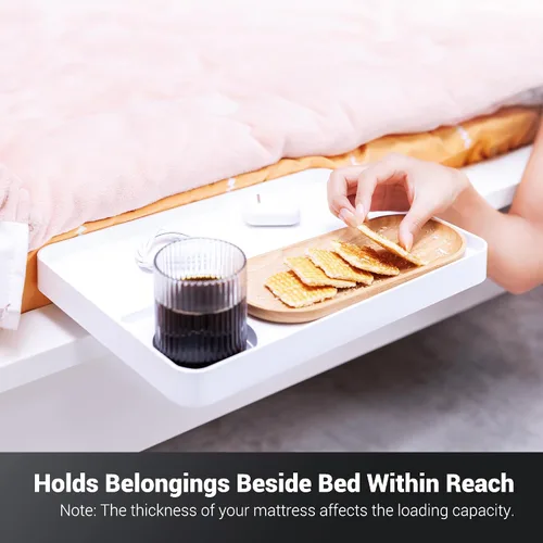 Miniatura 5 de KIWIFOTOS - Estante de mesita de noche elevada para mesa bajo el colchón para cama de muelles, plataforma de cama, mesita de noche, organizador