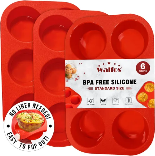 Miniatura 14 de Walfos Juego de moldes de silicona para magdalenas, 2 piezas, mini molde para hornear magdalenas, sin BPA y apto para lavavajillas, antiadherente