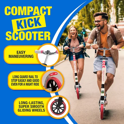 Miniatura 7 de SereneLife Patinete ligero y plegable cómodo manubrio de barra en T, scooter ajustable para adolescentes y adultos, cubierta de aleación con ruedas