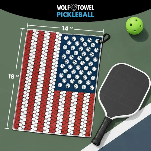 Miniatura 2 de Wolf Golf Towels Toalla de pickleball Regalos de pickleball Paletas de bandera estadounidense Toalla deportiva Regalo de jubilación