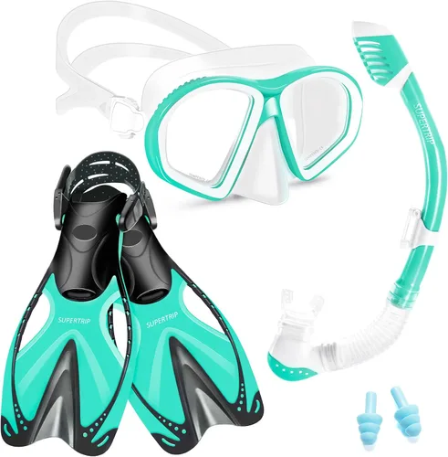 Miniatura 7 de Supertrip Kids Snorkeling Set, Snorkeling Gear for Kids, Children Mask Fin Snorkel Set with Tempered Glass, Snorkel Mask Diving Goggles, Dry Top