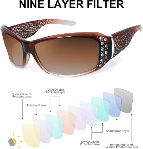 Miniatura 4 de IGnaef Gafas de sol polarizadas para mujer gafas de sol con diamantes de imitación para mujer protección UV400 para conducir pescar ir de compras