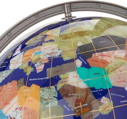 Miniatura 4 de Unique Art - Globo del mundo de lapislázuli azul de 36 x 13 pulgadas con trípode plateado