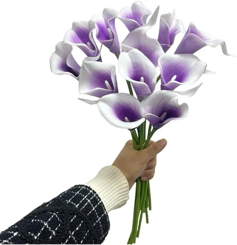 Miniatura 5 de 12 flores artificiales de lirio de cala, 13 pulgadas, accesorios de ramo de flores pequeñas de poliuretano de 13 pulgadas, ramo de boda de lirio