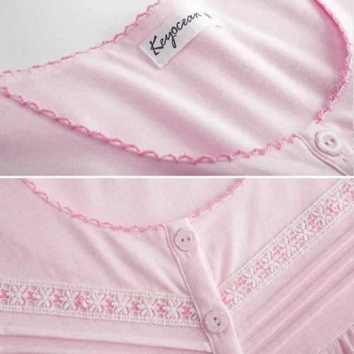 Miniatura 9 de Keyocean - Camisones para mujer, 100% algodón, suave, ligero, cómodo, ropa de dormir