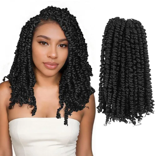Miniatura 55 de Pelo de Passion Twist, cabello trenzado de estilo Passion Twist de 12 pulgadas, trenzas cortas pretrenzadas de ganchillo jumbo pretrenzado de dos 1#