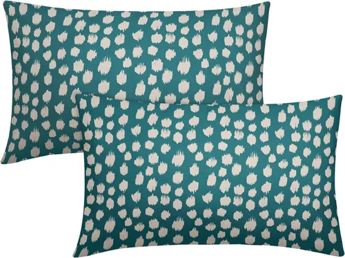 Miniatura 118 de Fundas de almohada marrón y blancas de 18 x 18 pulgadas, juego de 2 almohadas boho grises con lunares, fundas de almohada modernas estampadas