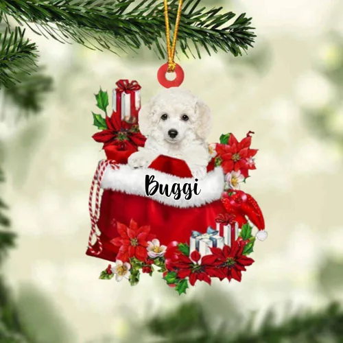 Miniatura 74 de Perro Akita Inu personalizado en bolsa de regalo, adorno de Navidad, nombre personalizado, regalo para amantes de los perros, familia, Navidad