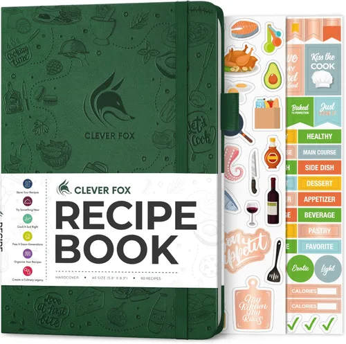 Miniatura 27 de Clever Fox Libro de recetas - Libro de cocina familiar en blanco - Diario de cocina vacío - Organizador de cuadernos para escribir recetas - Turquesa