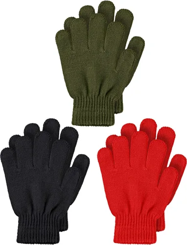 3 pares de guantes para niños pequeños, manoplas para niños, guantes de punto cálidos de invierno, manoplas de dedos completos para niños y niñas