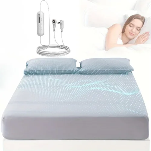 Miniatura 14 de Grounding Sheets, 95% algodón orgánico + 5% fibra plateada, sábana bajera ajustable conectada a tierra con cordón de conexión a tierra