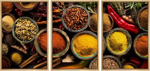Miniatura 122 de wall26 Lienzo enmarcado para pared, juego de arte de hierbas, verduras y condimentos en madera, alimentos, fotografía cultural, realismo, paisaje