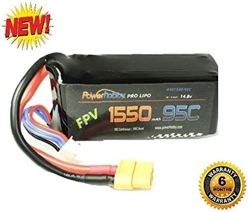 Miniatura 2 de Powerhobby Batería Lipo 4S 14.8V 1550mAh 95C con conector XT60 Compatible con: FPV Racing 250 Tamaño Drone/Quacopter