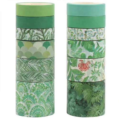 Miniatura 2 de LOMIMOS 12 rollos de cintas Washi, cinta decorativa de cactus floral de plantas verdes para álbumes de recortes, diarios, decoración de bricolaje
