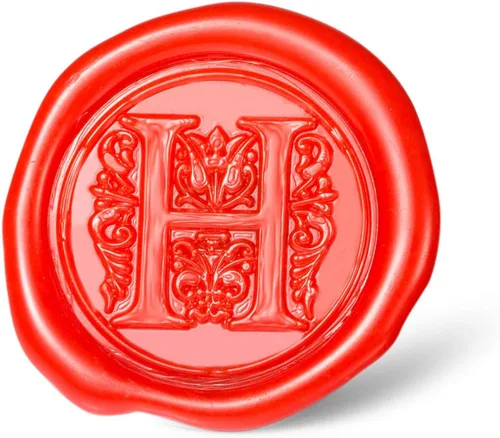 Miniatura 31 de Sello de cera Mceal, sello grande de 1 1/5"(30mm) de diámetro, cabeza de latón plateado con mango de madera, serie de letras de la A a la Z