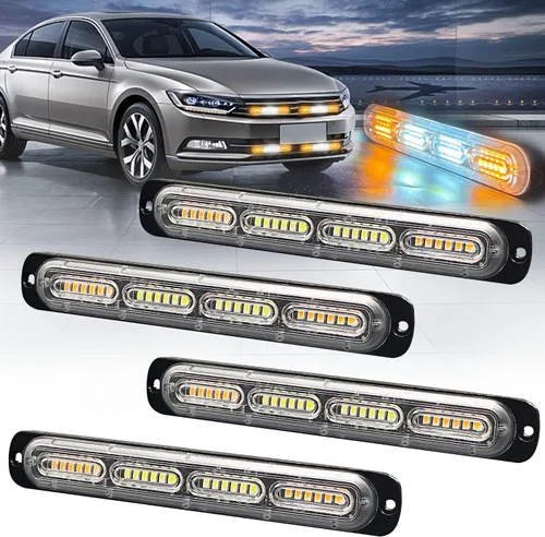 Miniatura 9 de Luz estroboscópica LED de emergencia, 24 LED, ámbar ultrafina, montaje en superficie, intermitente, advertencia, barra de luz de advertencia