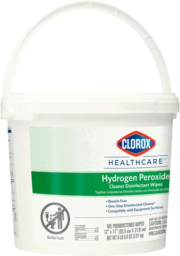 Miniatura 7 de Clorox Healthcare Toallitas desinfectantes limpiadoras de peróxido de hidrógeno, 12 x 11 pulgadas, cubo, 185 unidades (el paquete puede variar)