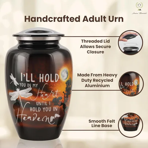 Miniatura 3 de Urnas para cenizas humanas para adultos, urna de cremación grande para hombres y mujeres, urna de metal hecha a mano con tapa segura para funeral