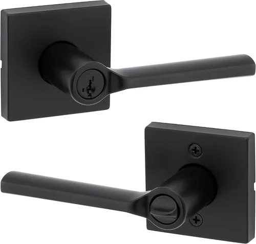 Miniatura 31 de Kwikset Lisboa - Manija interior de puerta de privacidad con cerradura, palanca de puerta para baño y dormitorio, palanca de puerta con botón