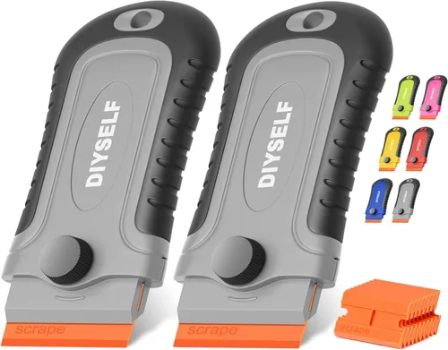Miniatura 12 de DIYSELF 1 paquete de raspador de hoja de afeitar con 15 cuchillas adicionales, herramienta raspadora para limpiar ventanas, pintura, estufa, horno