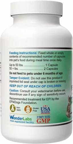 Miniatura 3 de Wonder Laboratories Pet Factor B-12 Vitamina B-12 en forma de metilcobalamina Popular en el tratamiento de EPI en perros 180 cápsulas