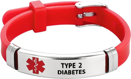Miniatura 7 de TGLS Pulsera de identificación de alerta médica roja para mujer, acero inoxidable, para primeros auxilios de emergencia, alerta de salud, pulsera