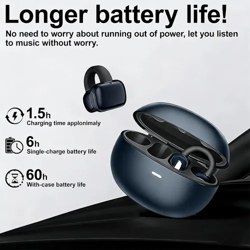 Miniatura 5 de Auriculares inalámbricos Bluetooth de oreja abierta, con clip, cómodos para todos los oídos, auriculares ENC con cancelación de ruido con tiempo