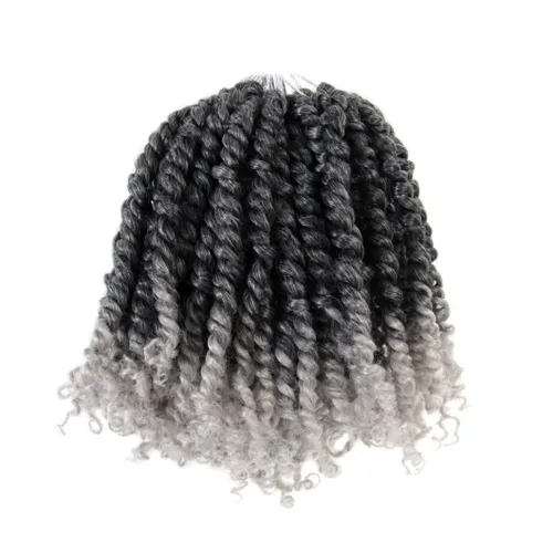 Miniatura 97 de BOHOBABE Cabello de Ganchillo Pre-retorcido Passion Twist de 14 Pulgadas Cabello Corto Ombré Gris Pre-enrollado de Ganchillo Passion Twist para Gris